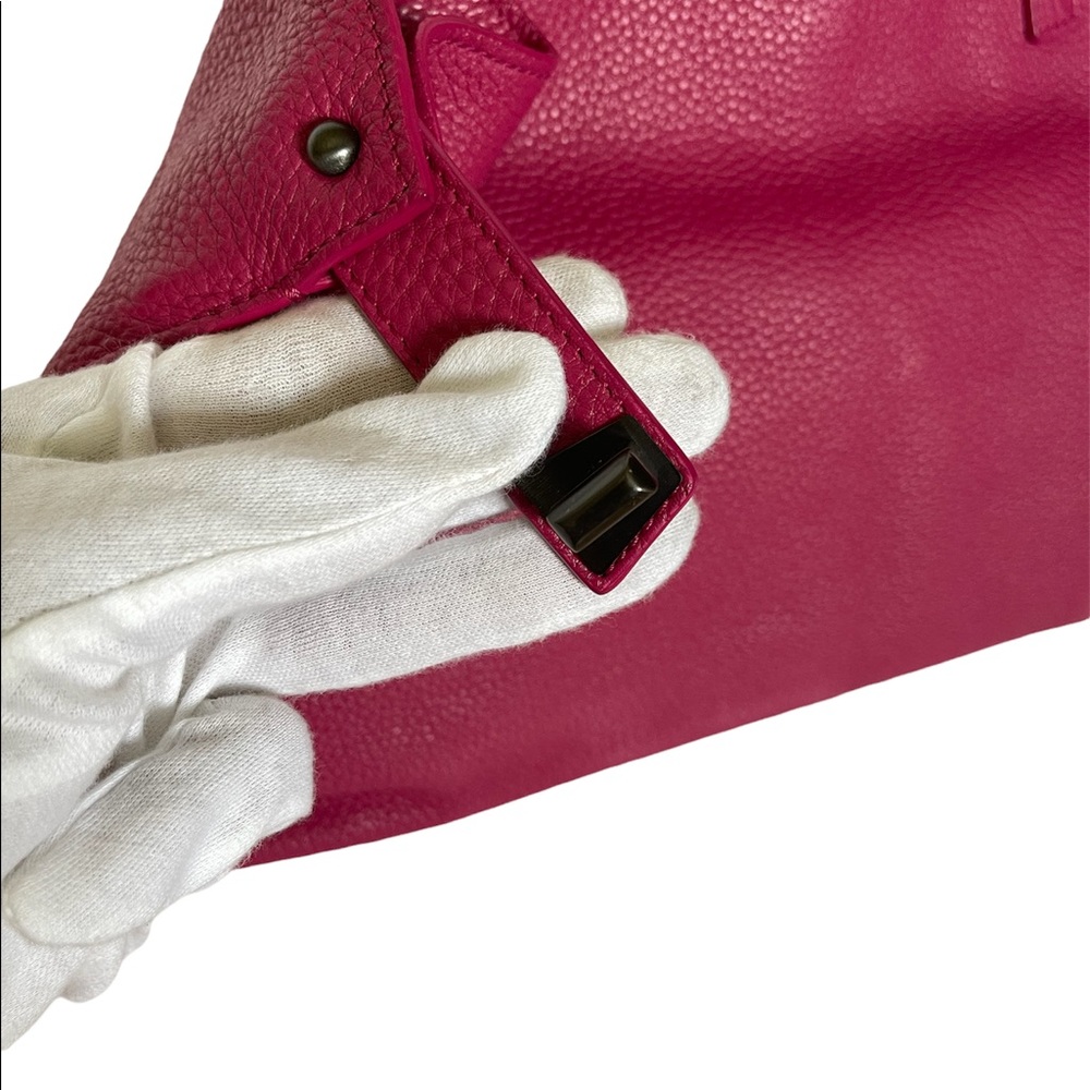 ***SOLD*** AKRIS | Authentic 100% leather Pink Medium Foldable Tote Star Bag - Picture 4 of 15